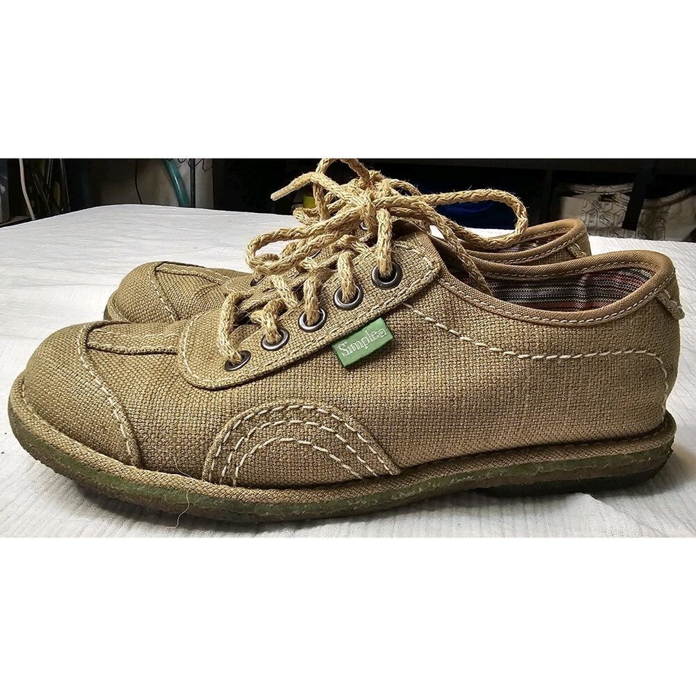 SIMPLE Green Toe Women Eco Tan Hemp Canvas Sz 7 Casual Athletic Shoes 9151